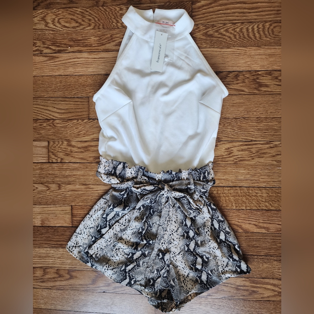 Francesca's Snakeskin Print Romper Women Size Small